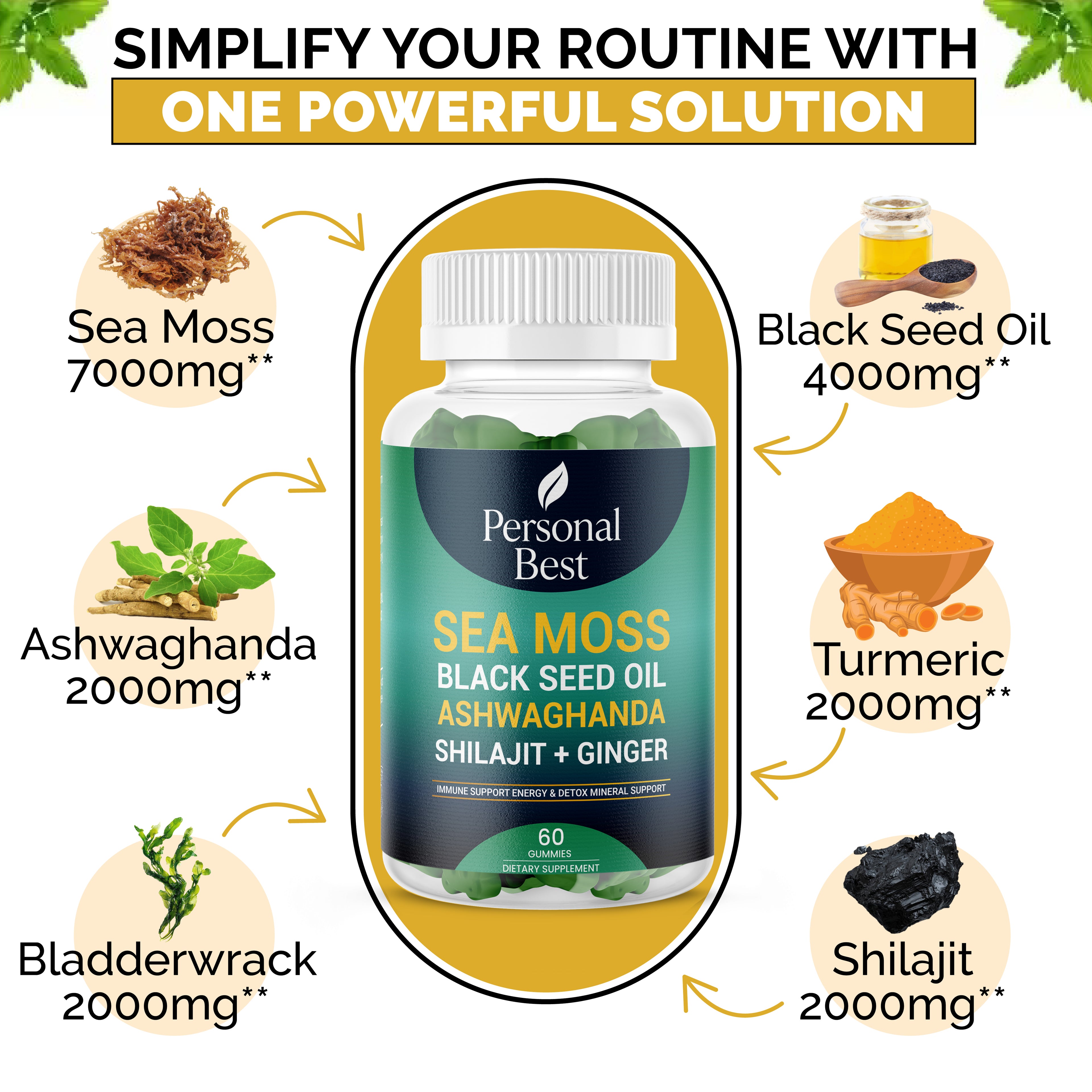 Sea moss and ashwagandha wellness gummies by Personal Best