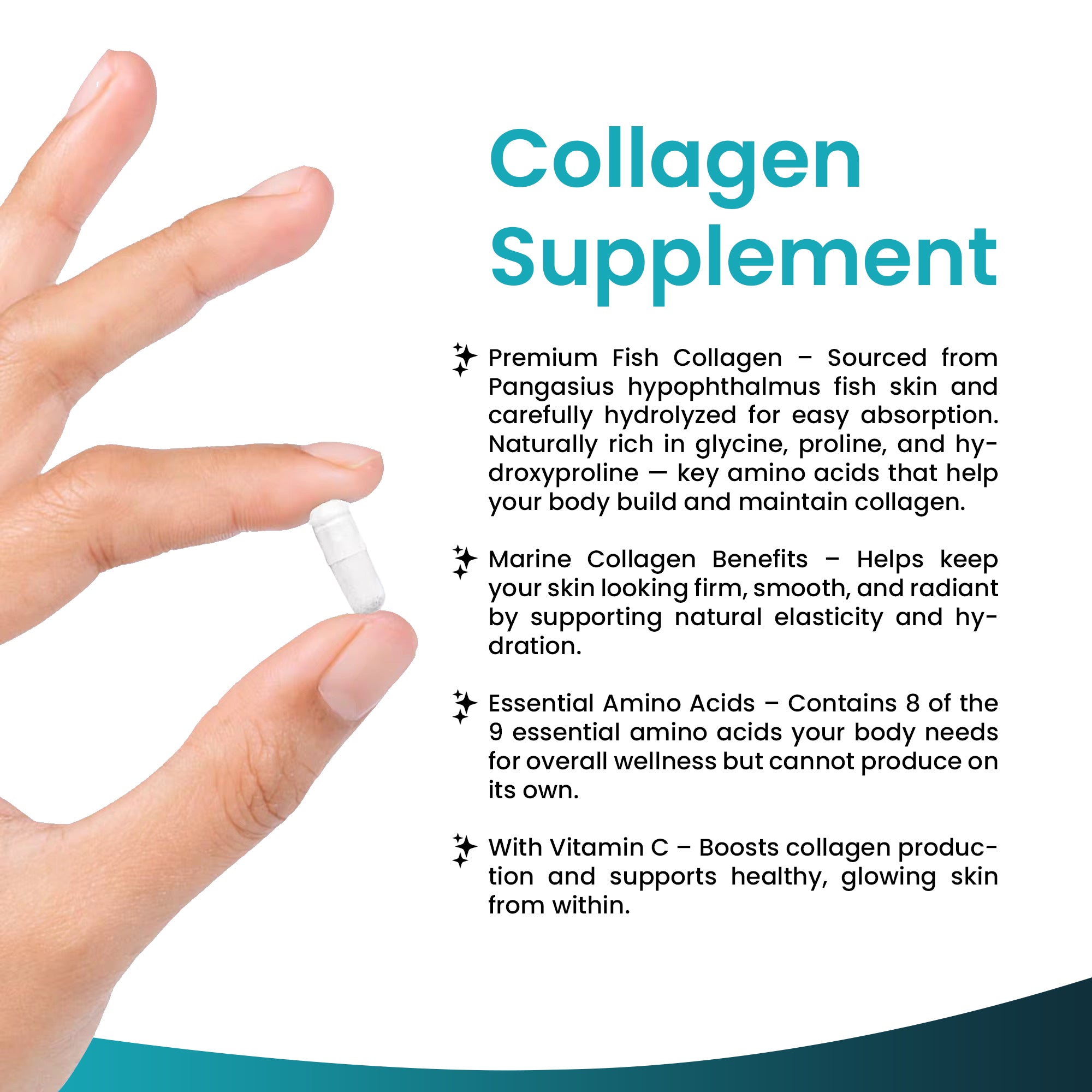 Marine collagen type 1 capsules with hyaluronic acid by Personal Best